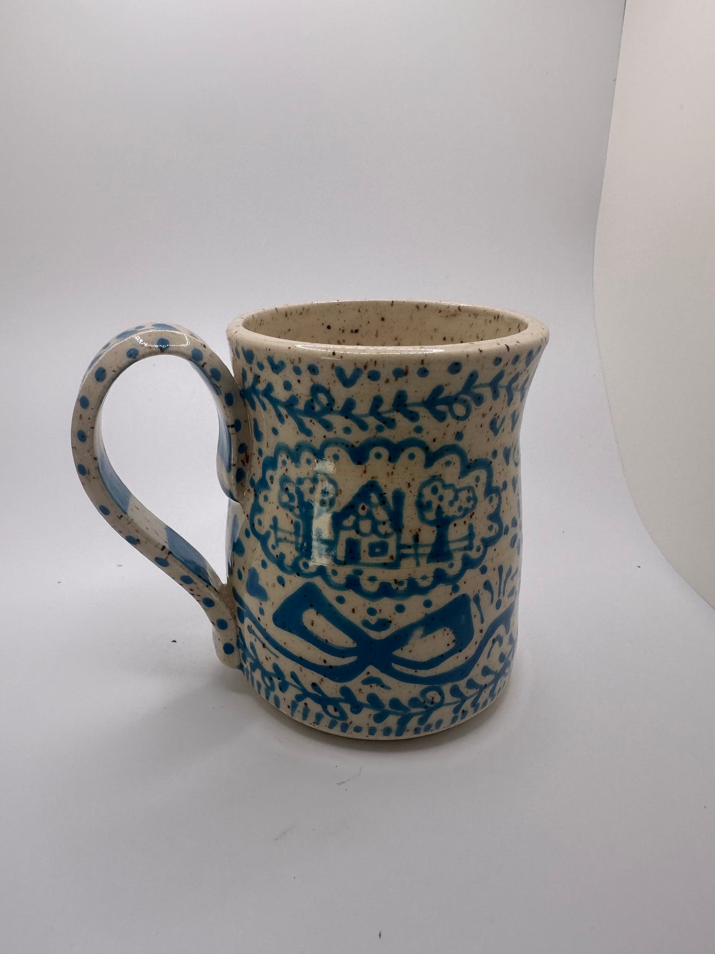 Turquoise hand drawn mug
