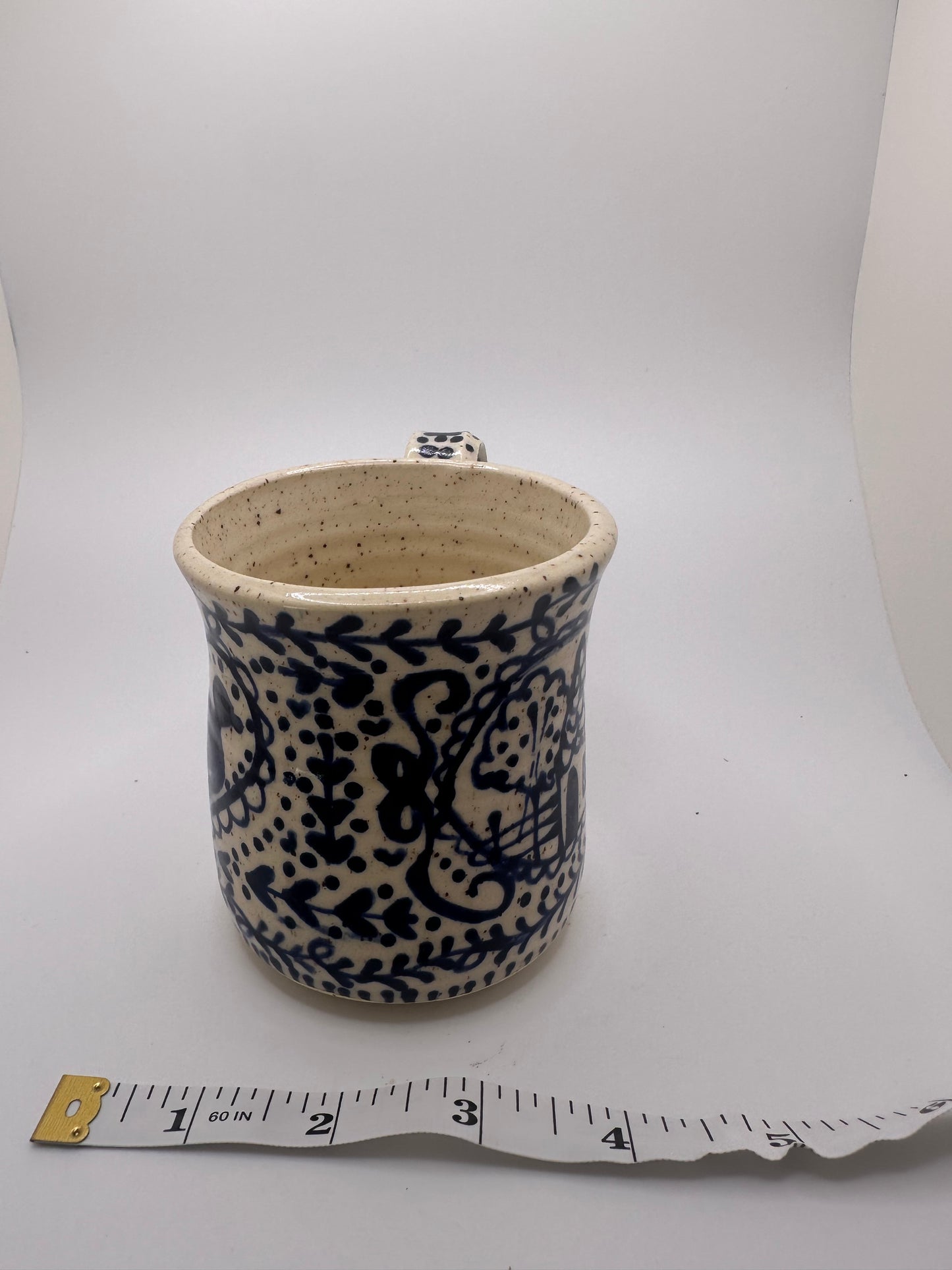 Dark blue hand drawn mug