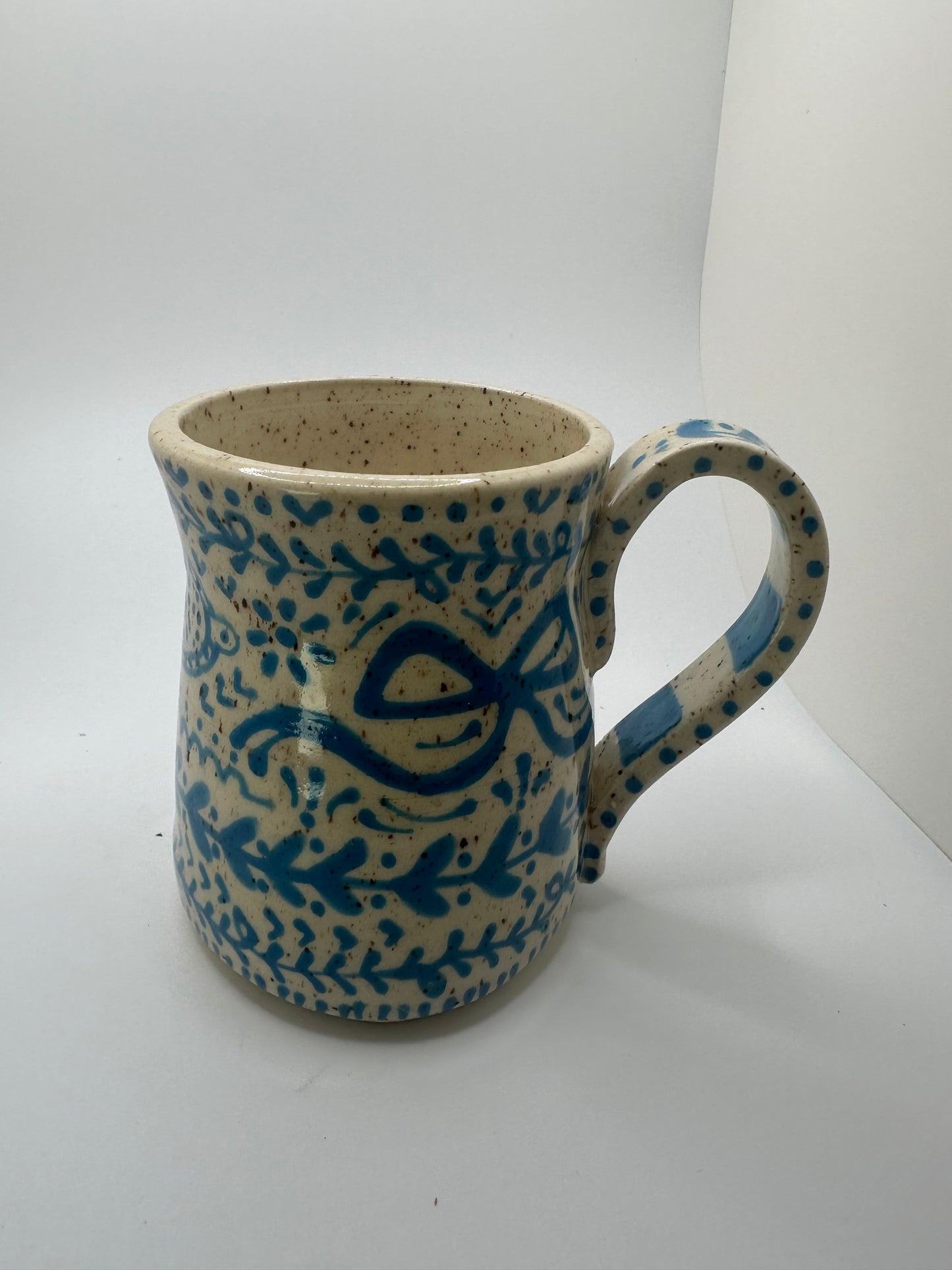 Turquoise hand drawn mug