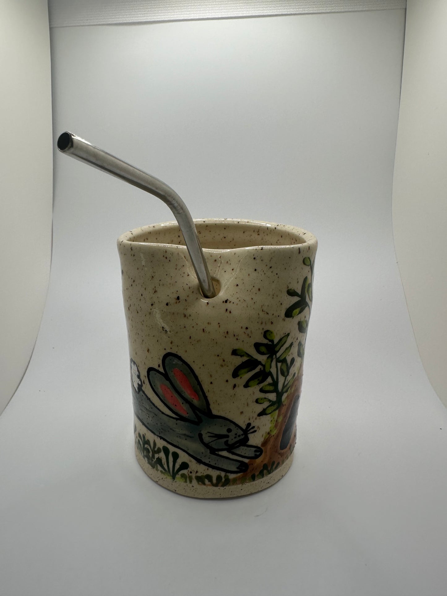 Rabbit and Fox Straw Cup