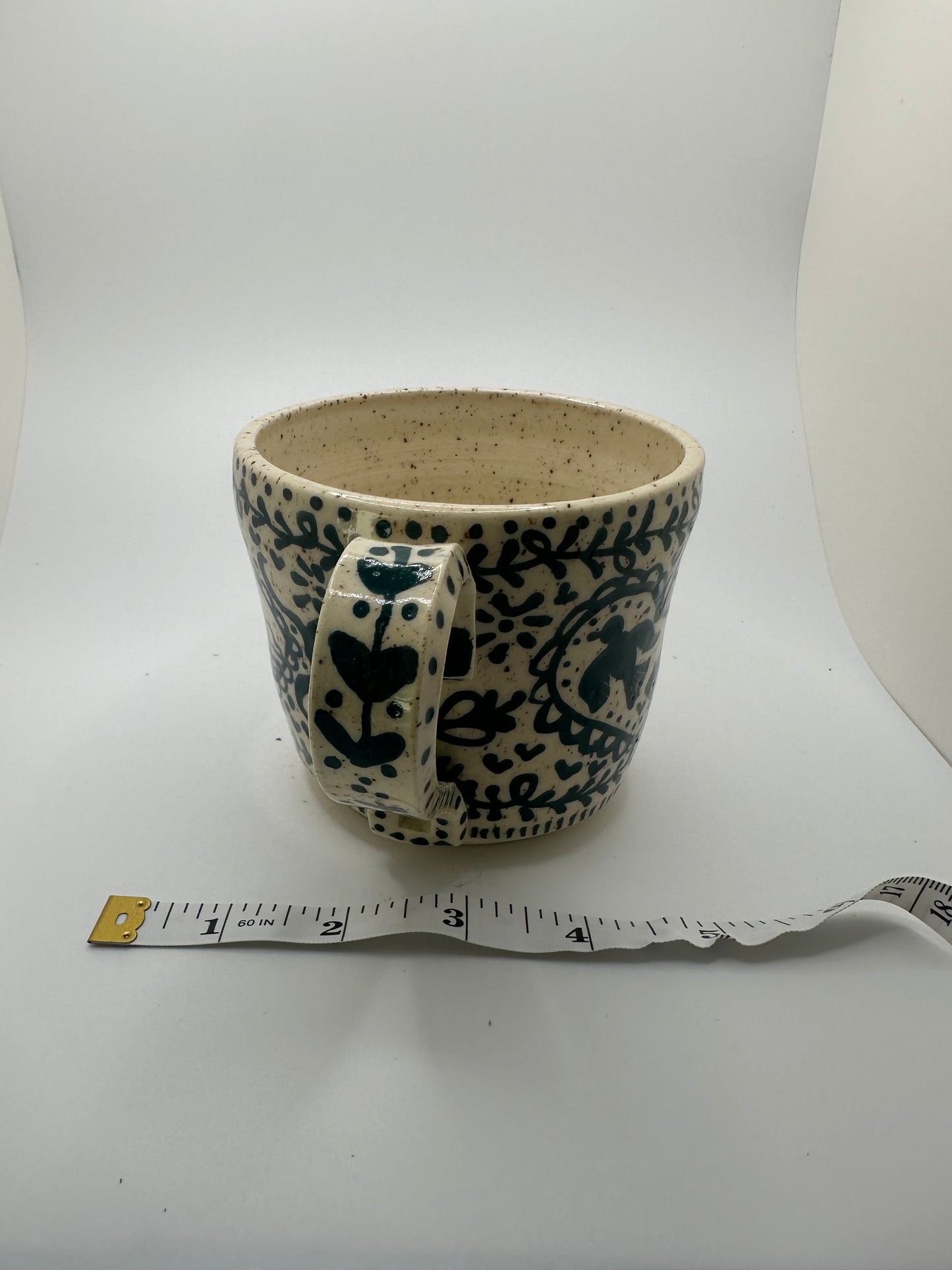 Teal hand drawn mug