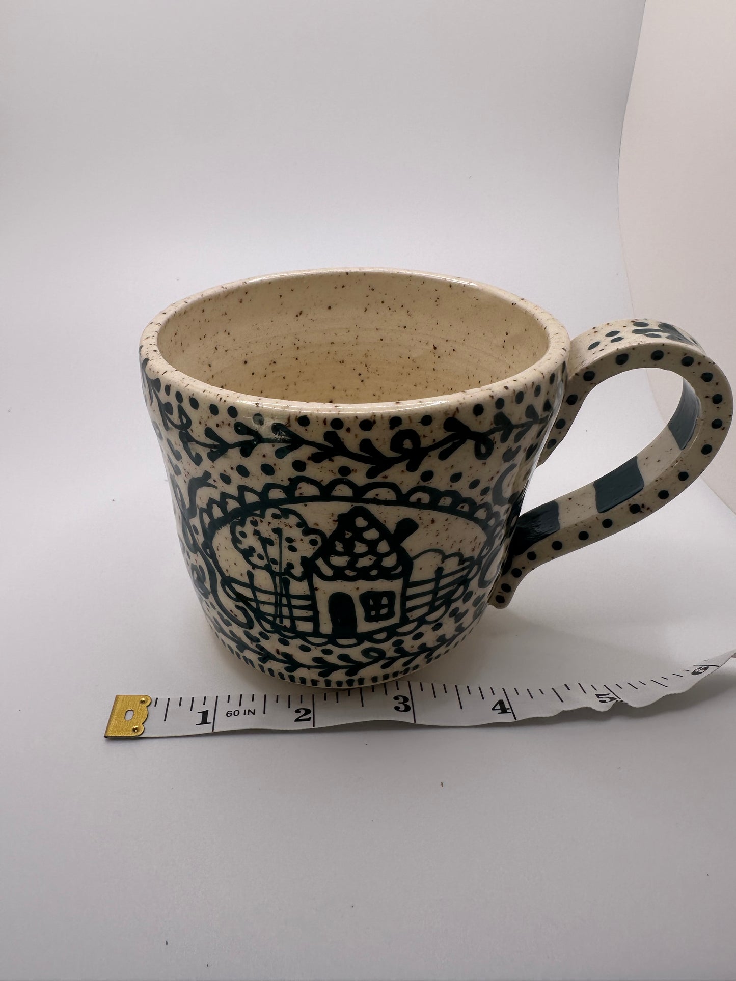 Teal hand drawn mug