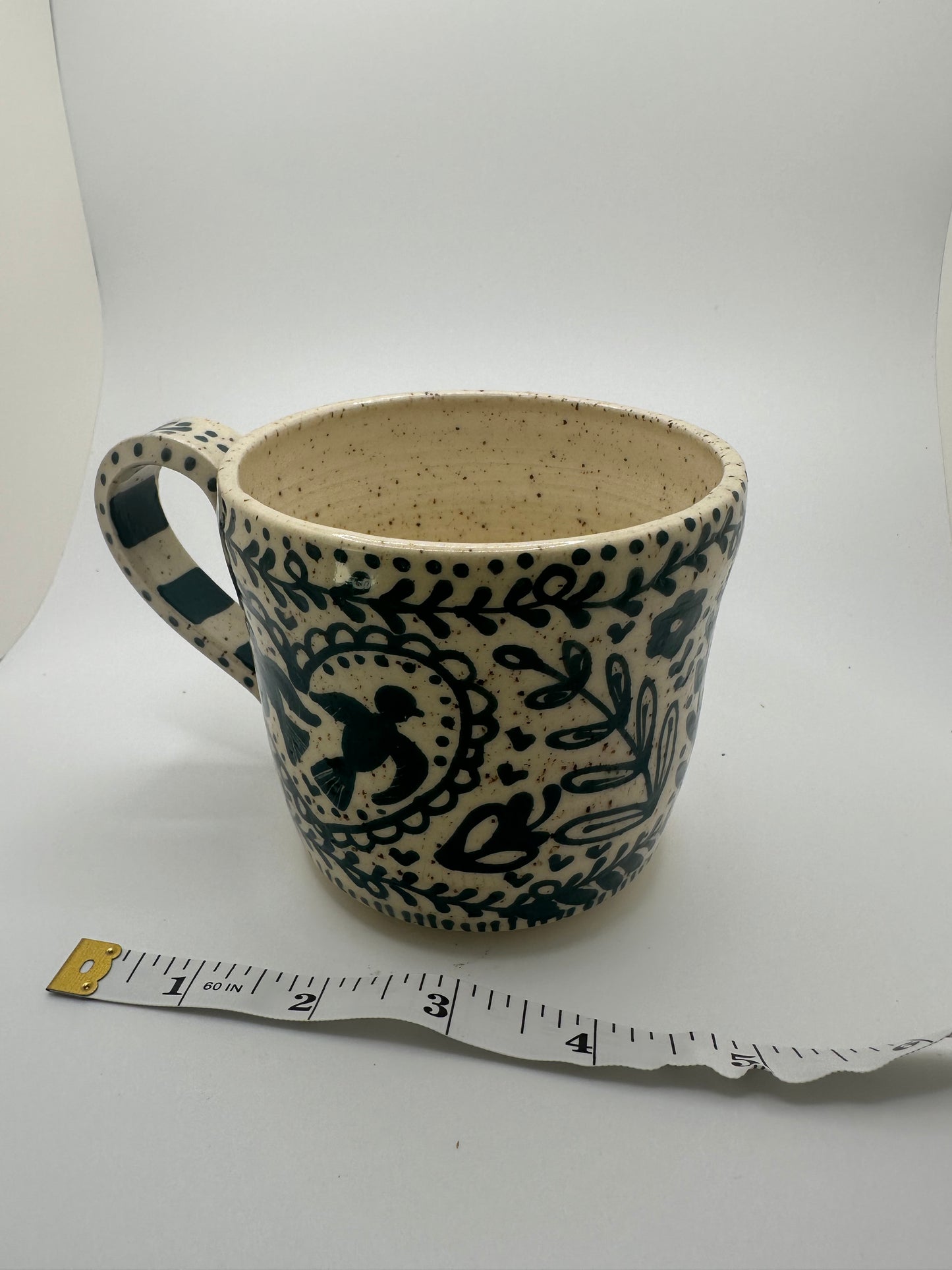 Teal hand drawn mug
