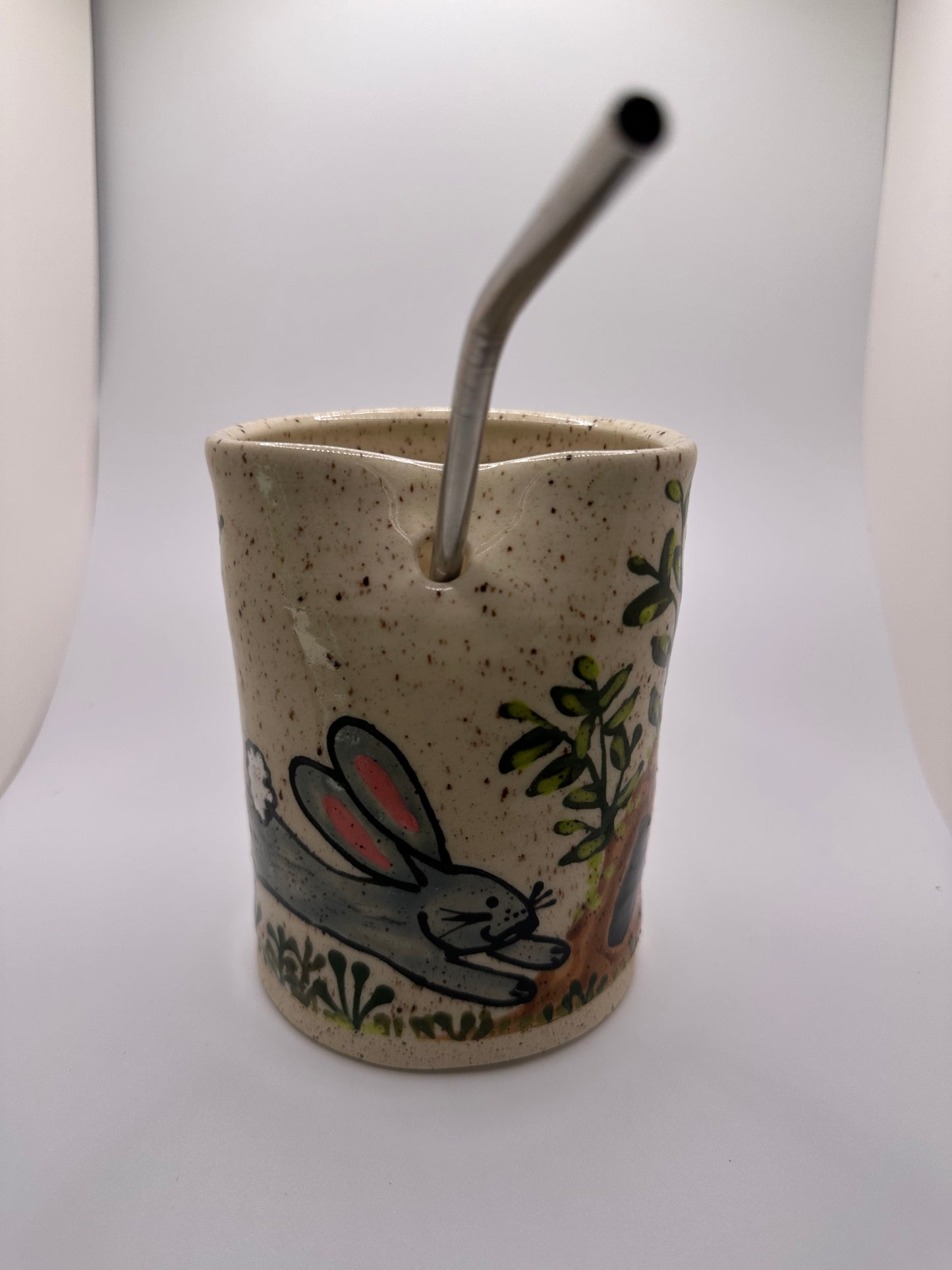 Rabbit and Fox Straw Cup