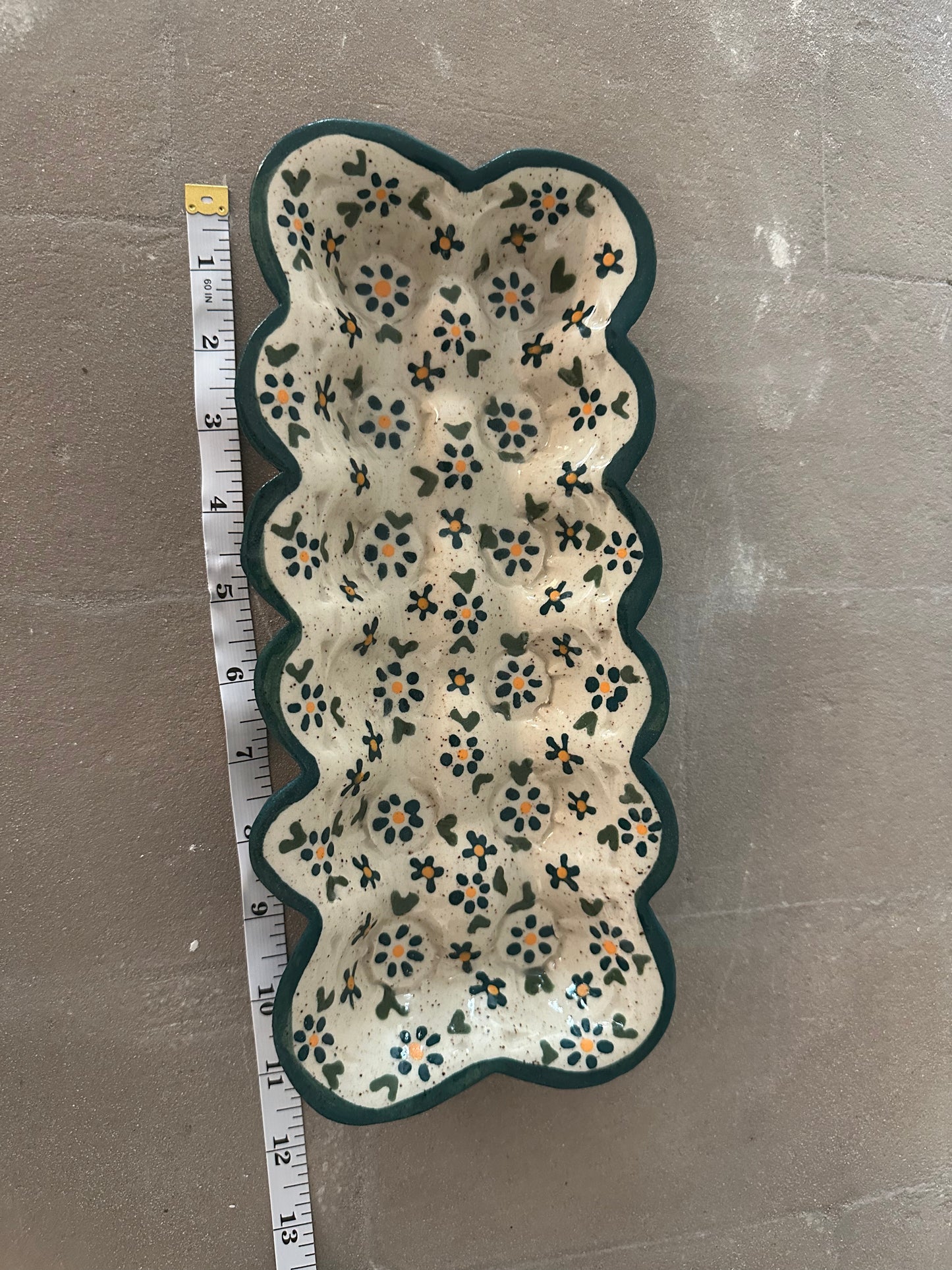 Teal Tiny Flower Egg Tray