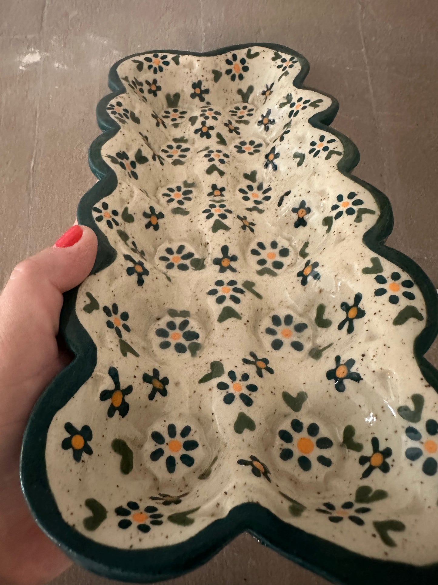 Teal Tiny Flower Egg Tray