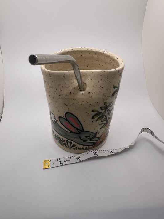 Rabbit and Fox Straw Cup