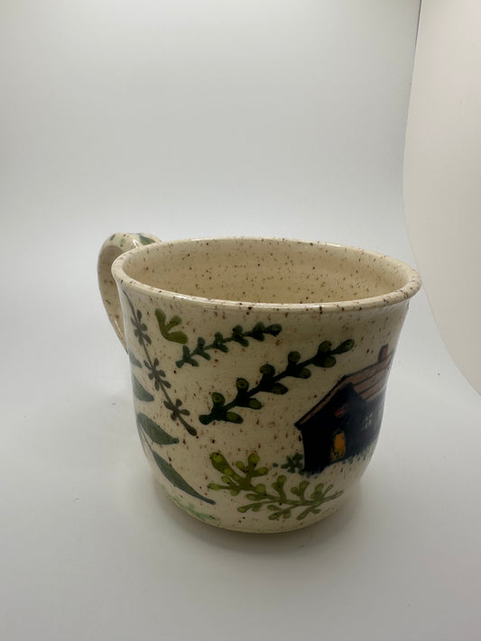 Little house with leaves mug