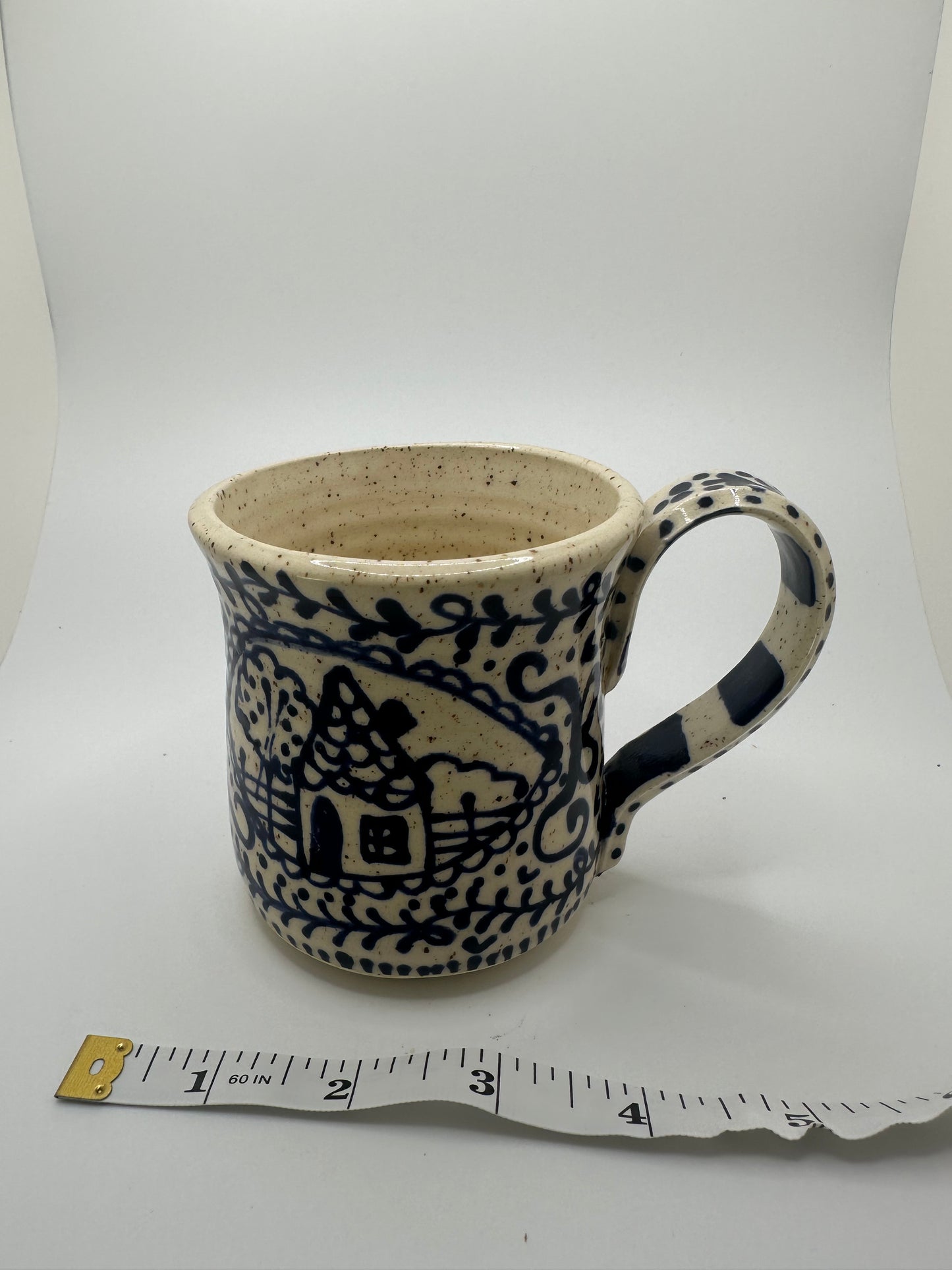 Dark blue hand drawn mug