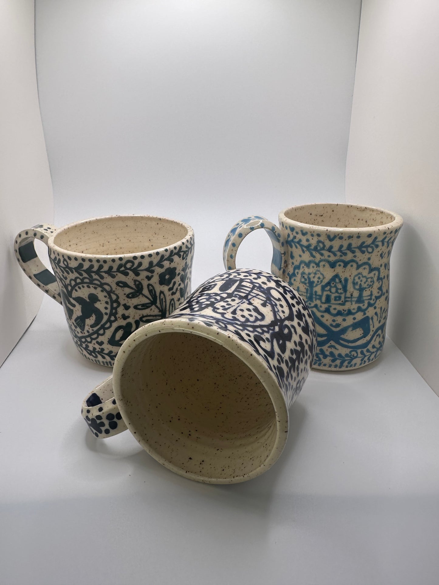 Dark blue hand drawn mug