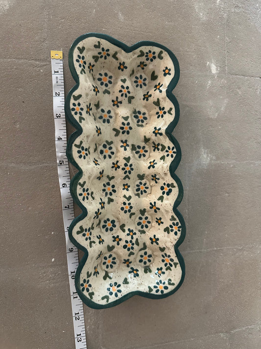 Teal Tiny Flower Egg Tray