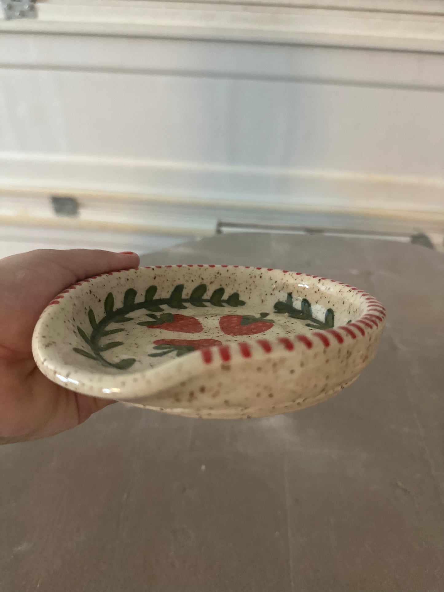 Strawberry Spoon Rest (lined rim)
